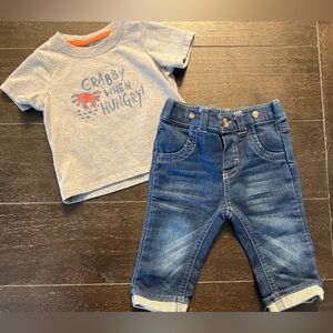 Cat & Jack 2 piece t shirt jeans matching set - infant baby 3-6M